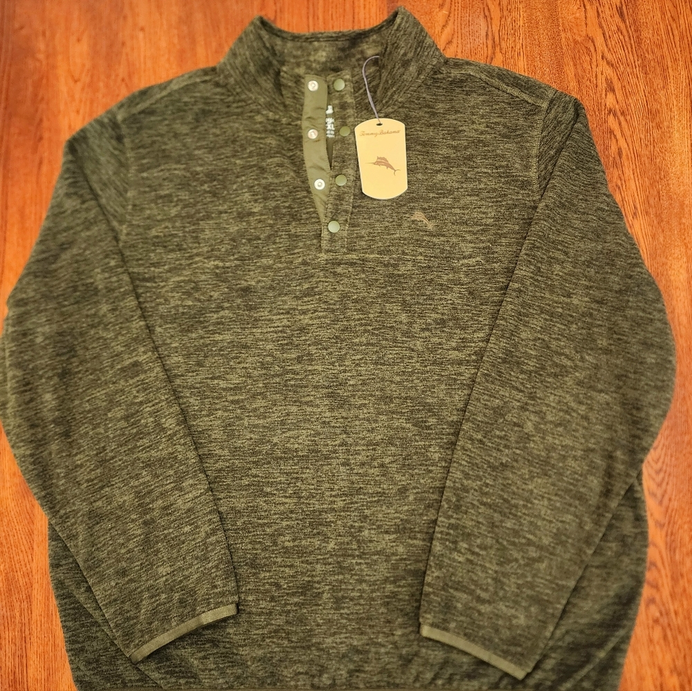 Tommy Bahama Hunter Green Quarter-button NWT  size XXL